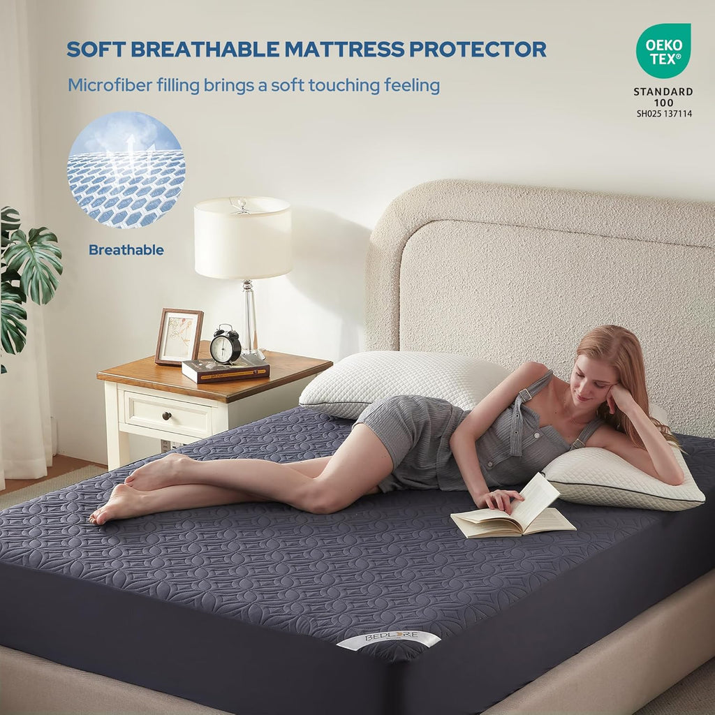 BEDLORE Waterproof Mattress Protector, King Size Mattress Pad with Deep Pocket 6"-18" Depth, Soft