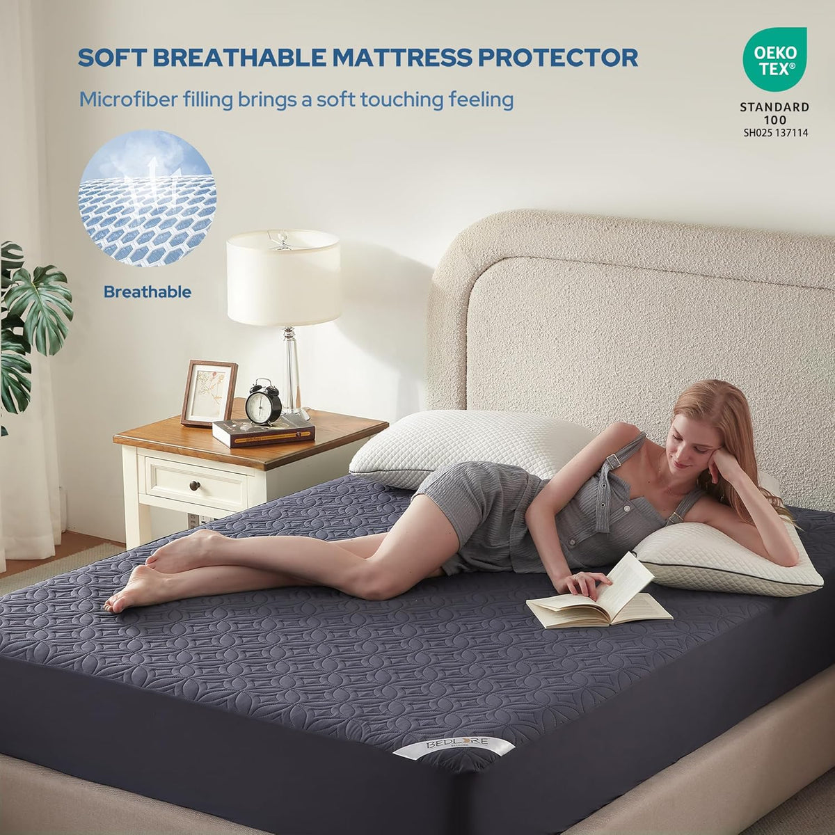 BEDLORE Waterproof Mattress Protector, King Size Mattress Pad with Deep Pocket 6"-18" Depth, Soft