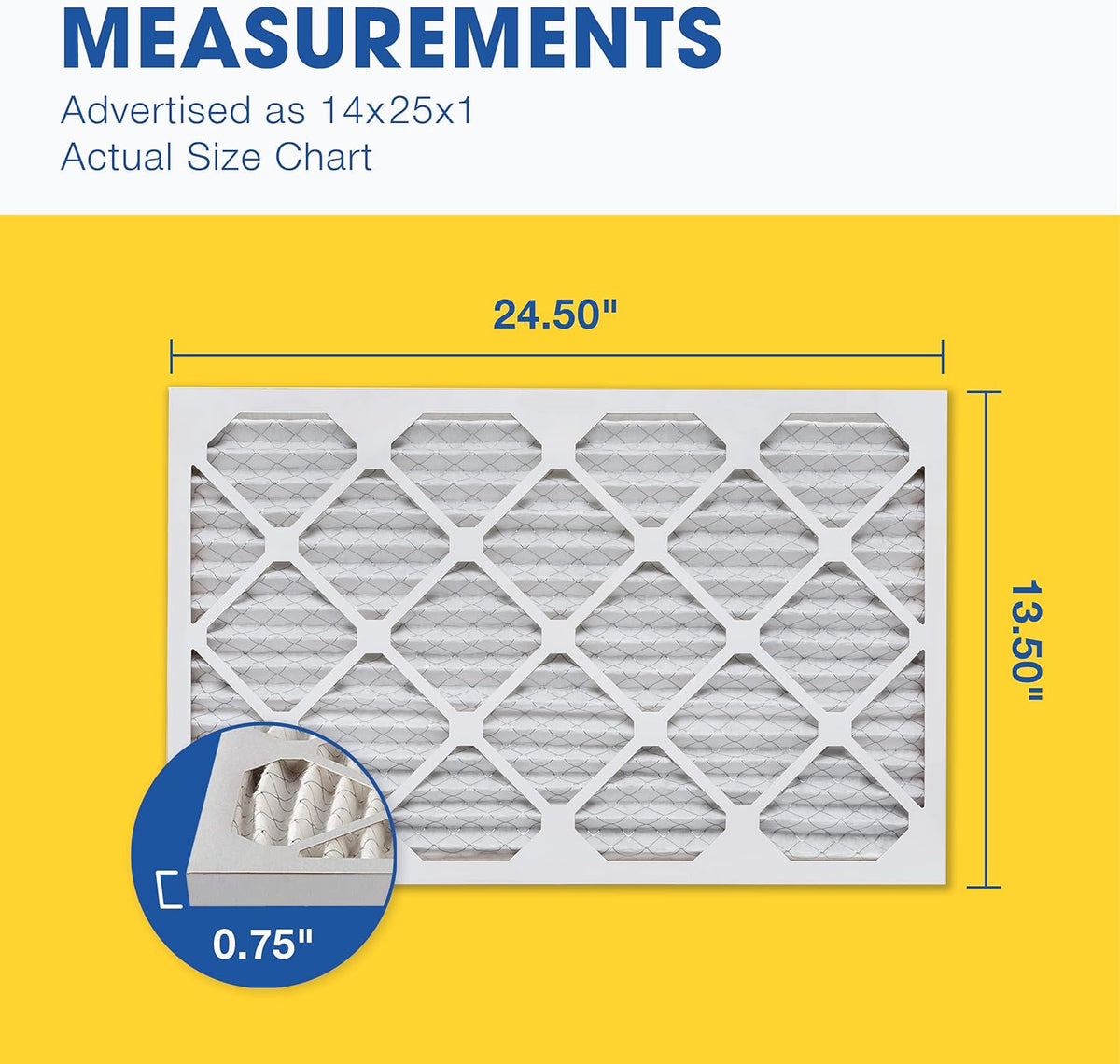 Aerostar 14x25x1 MERV 11-6 Count - Pleated Furnace & Air Conditioner Filters - Removes Dust, Cold &