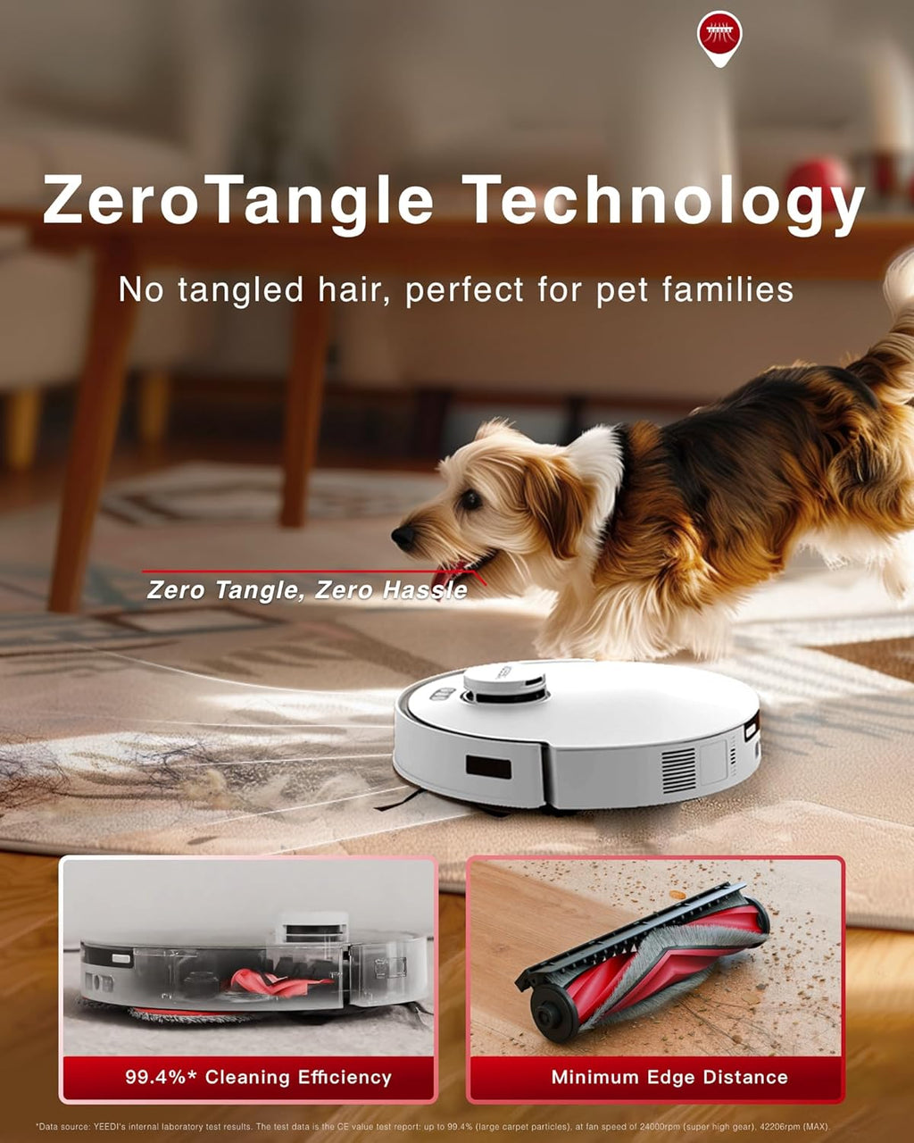 Yeedi M12 Ultra Plus Robot Vacuum and Mop, Upgrade 11800Pa Strong Suction, ZeroTangle Technology