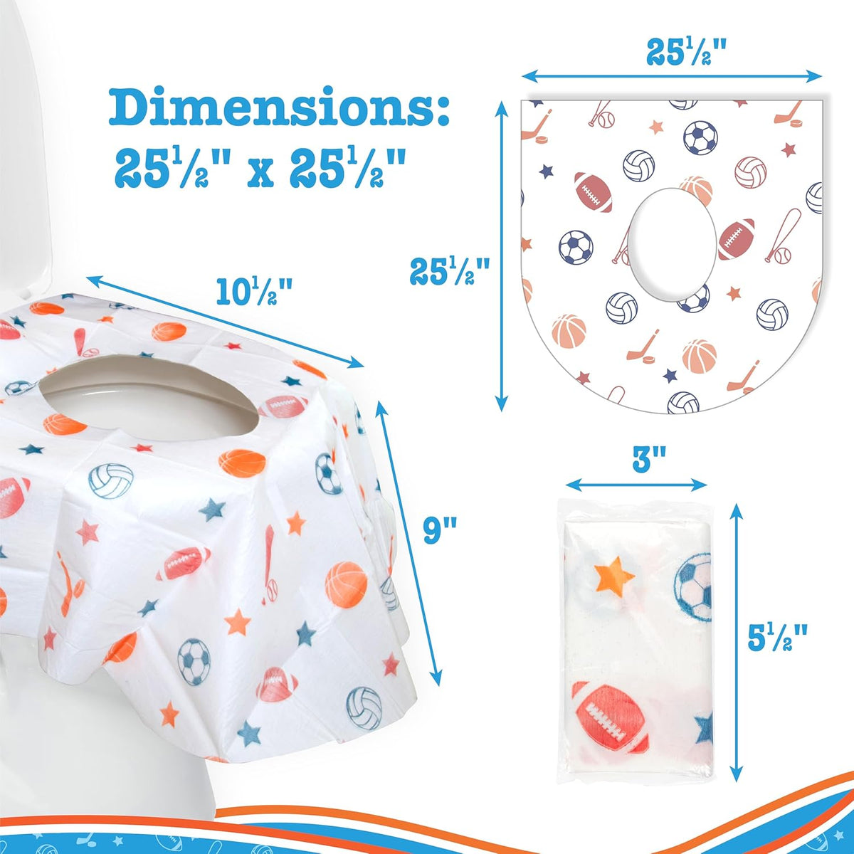 Disposable Toilet Seat Covers for Kids & Adults, 40 Pack - Protect from Public Toilet Germs While
