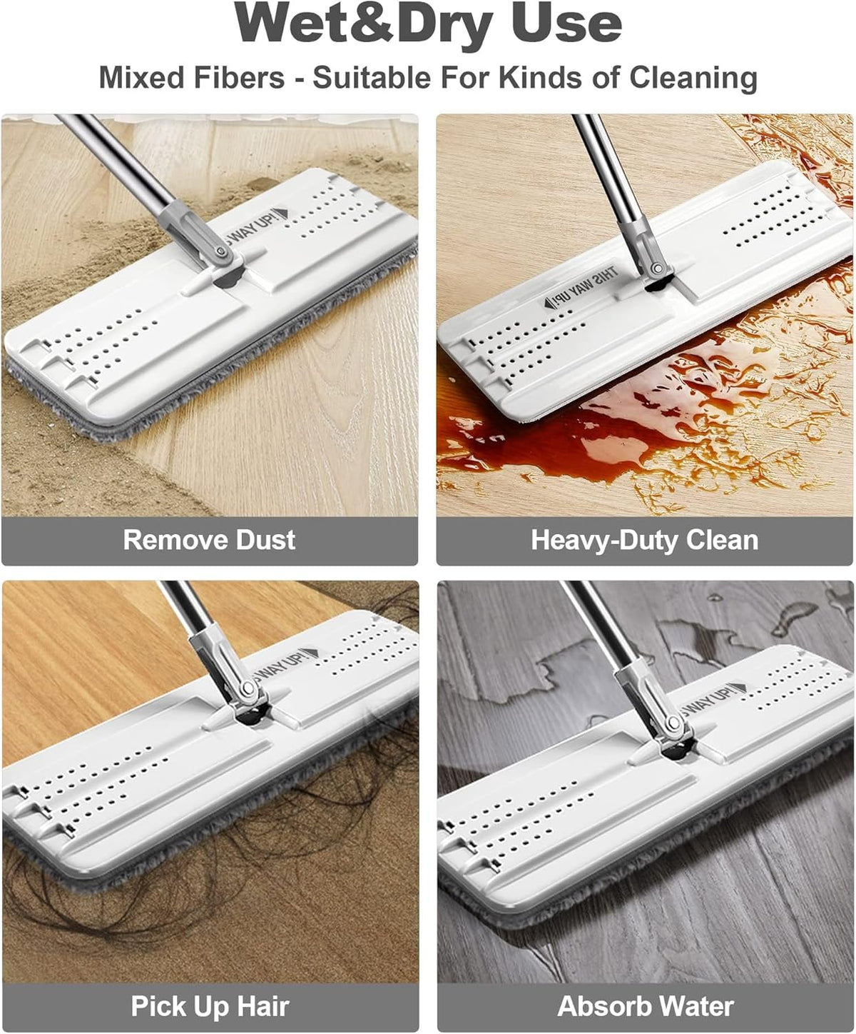 JOYMOOP Flat Mop Pads, Microfiber Mop Cleaning Pads, Washable Pads, Pads Replacement for Flat Mop