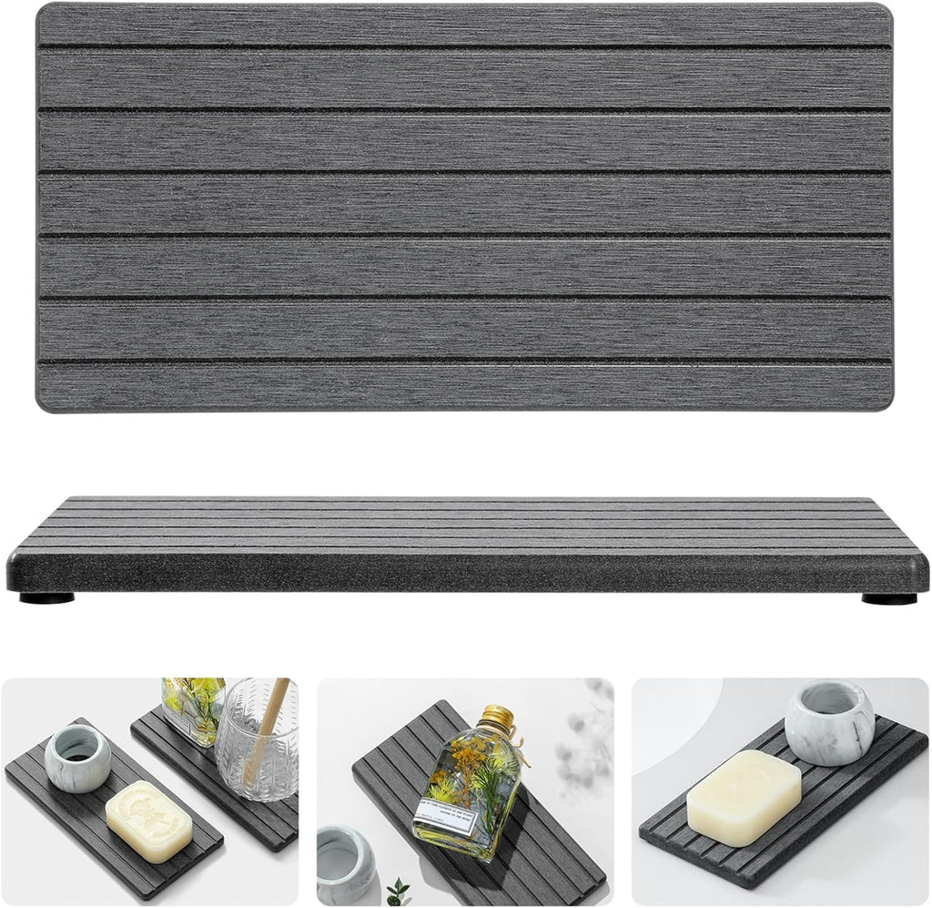 2PCS Diatomite Quick Stone Drying Tray Mat For Bathroom & Kitchen Counter, Instant Dry Water
