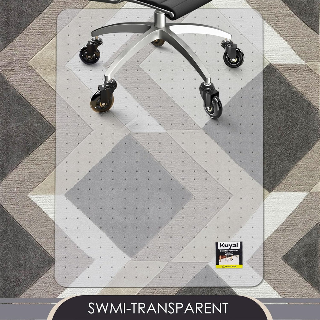 Kuyal Office Chair Mat for Carpet, 36x48 Clear Heavy Duty Computer Chair Mat, Under Desk Protector
