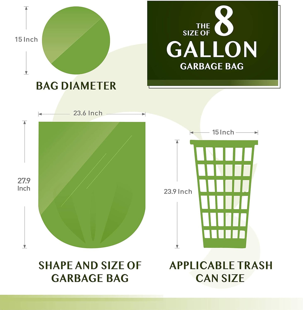Compostable Trash Bags - FORID 8 Gallon Garbage Bags 150 Count Trash Can Liners 30 Liter Unscented