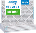 Aerostar 16x21x1 MERV 8-6 Count - High Efficiency Pleated HVAC, Furnace & Air Conditioner Filters