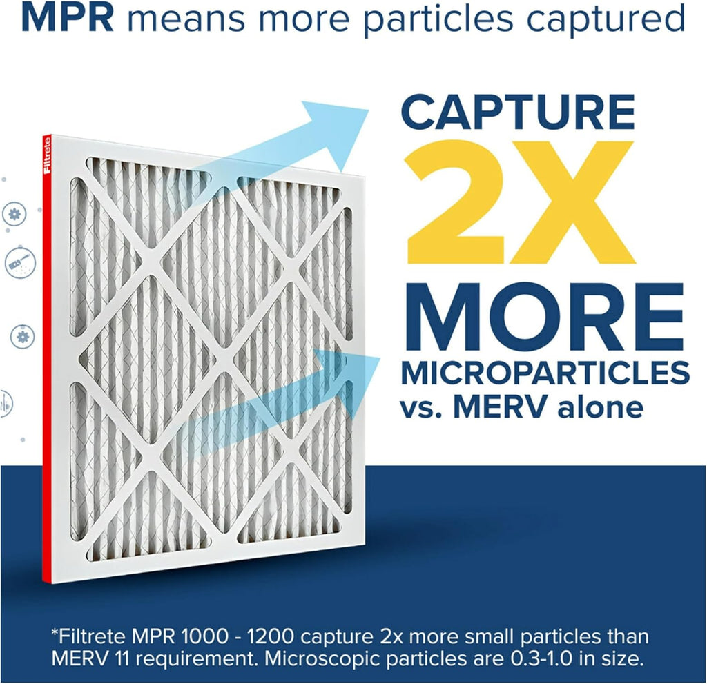 Filtrete 17.5x29.5x1 AC Furnace Air Filter, MERV 11, MPR 1000, Micro Allergen Defense, 3-Month