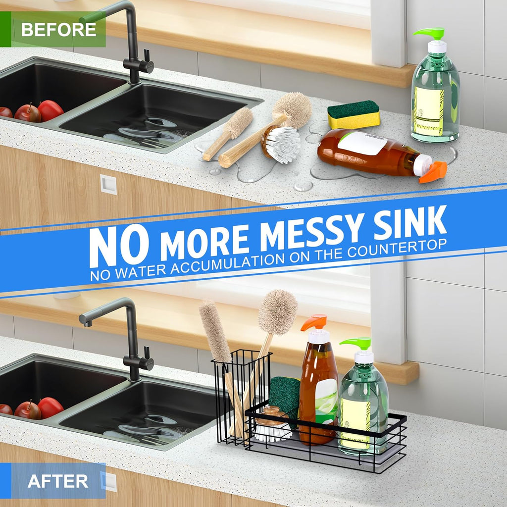 Sponge Holder for Kitchen Sink with Instant Drying Stone, Sponge Caddy, Stainless Steel Sink Caddy