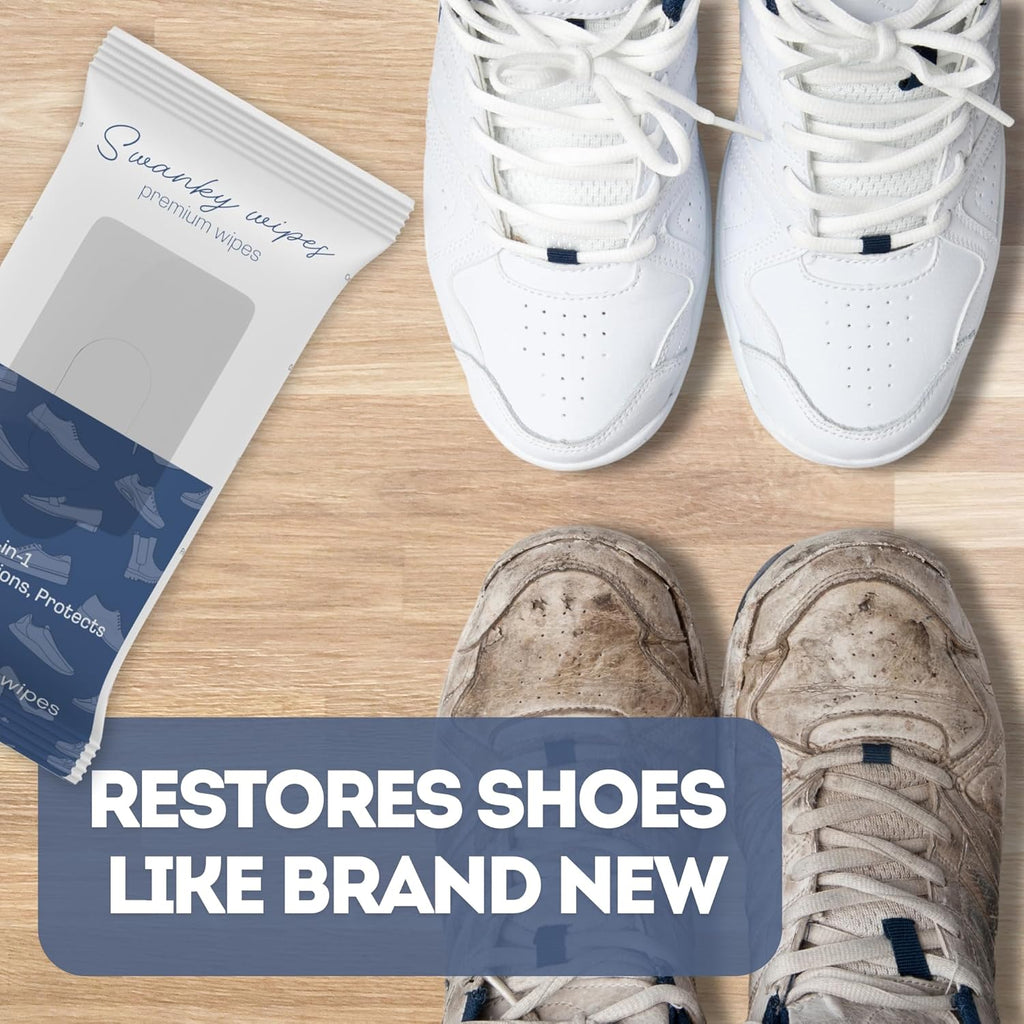 Swanky Shoe Cleaner Wipes - Leather and Sneaker Cleaner, Removes Dirt, Grime and Stains, Quick &