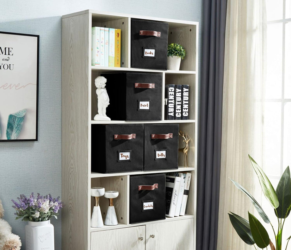 DECOMOMO Storage Cubes, 13x13x13 Storage Cube Bins with Labels, Fabric Organizer Bins (13" / 6pcs