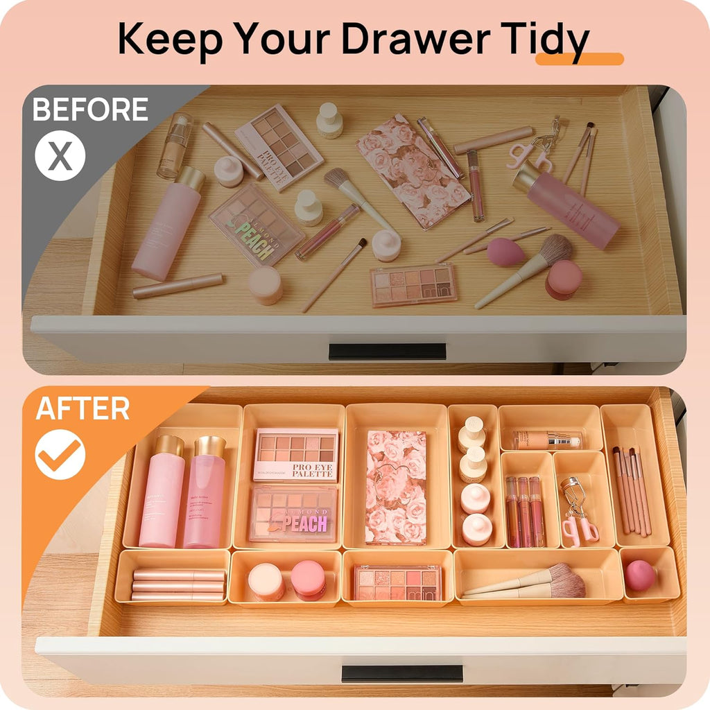 Vtopmart 25 PCS Plastic Drawer Organizers Set, 4-Size Versatile Bathroom and Vanity Drawer