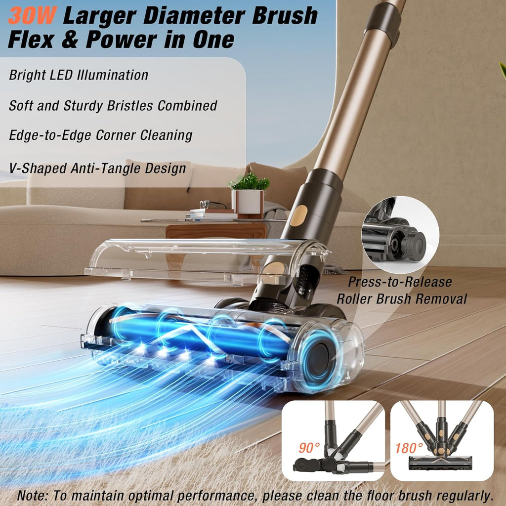 Cordless Vacuum Cleaner, 580W 48KPA 70 Mins Vacuum Cleaners for Home, Self-Standing Stick Vacuum