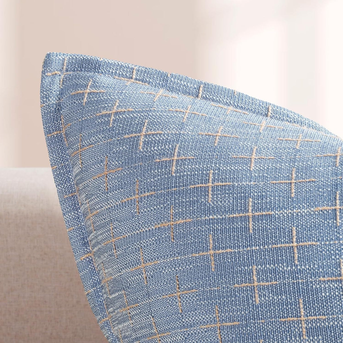 ZWJD Pillow Covers 26x26 Set of 2 Soft Polyester Textured Pillow Covers with Stylish Flange Edge