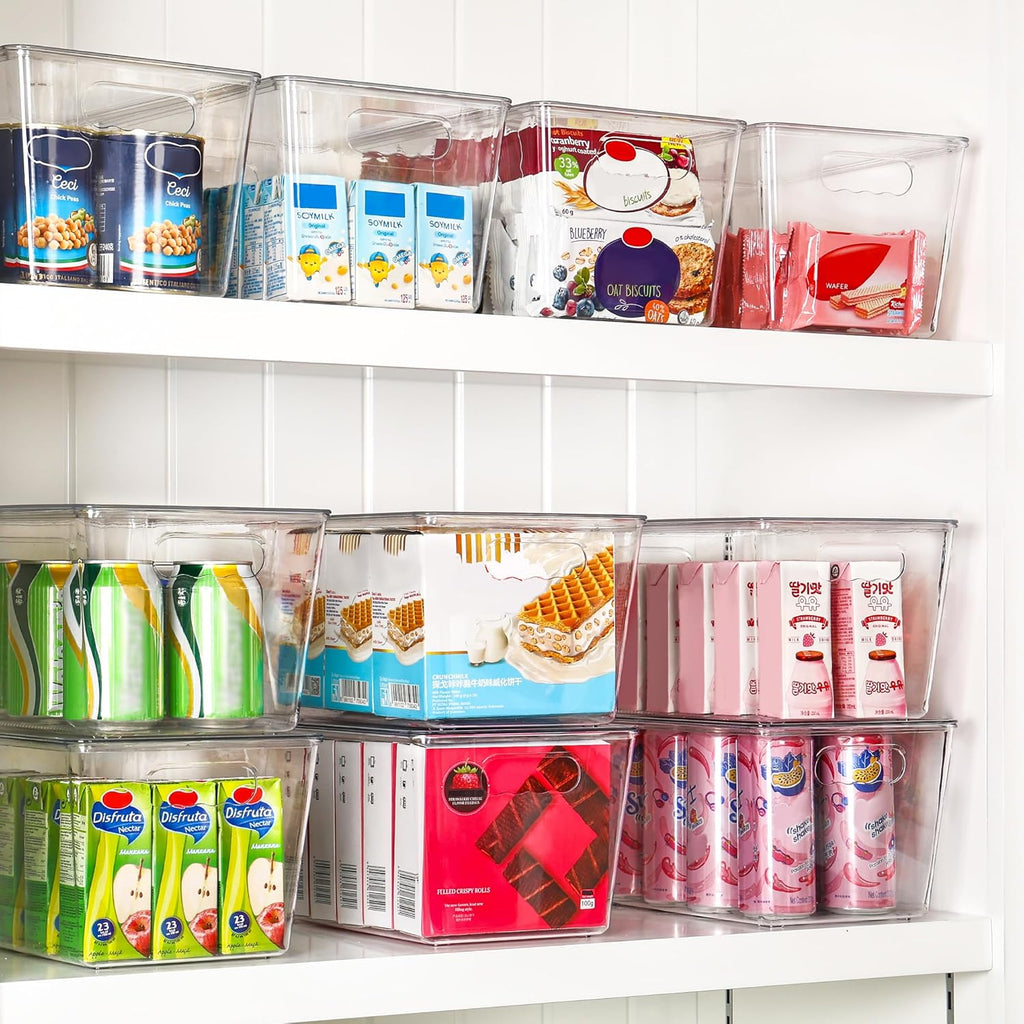 Vtopmart 8 Pack Clear Stackable Storage Bins with Lids, Large Plastic Containers with Handle for