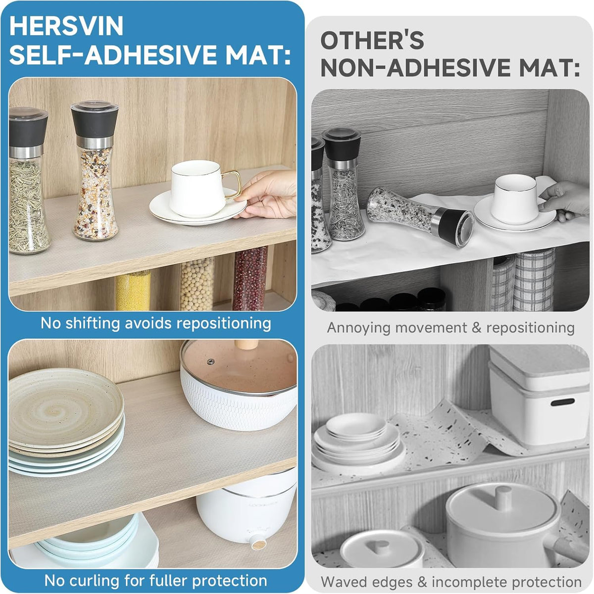 Shelf Liners 10 in x 20 ft Self-Adhesive EVA Drawer Mats, Cupboard Protector, Kitchen Cabinet