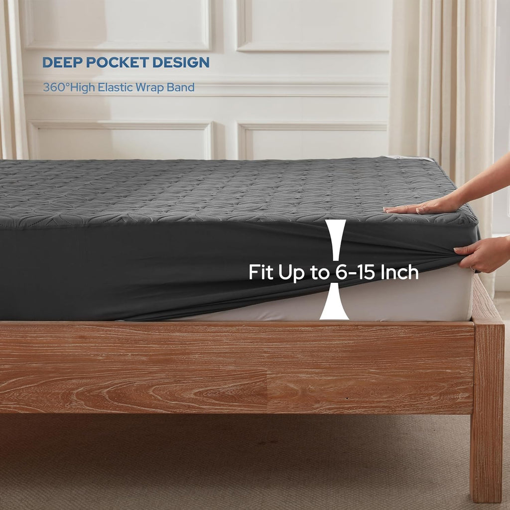 BEDLORE Waterproof Mattress Protector, Twin Size Mattress Pad with Deep Pocket 6"-15" Depth, Soft