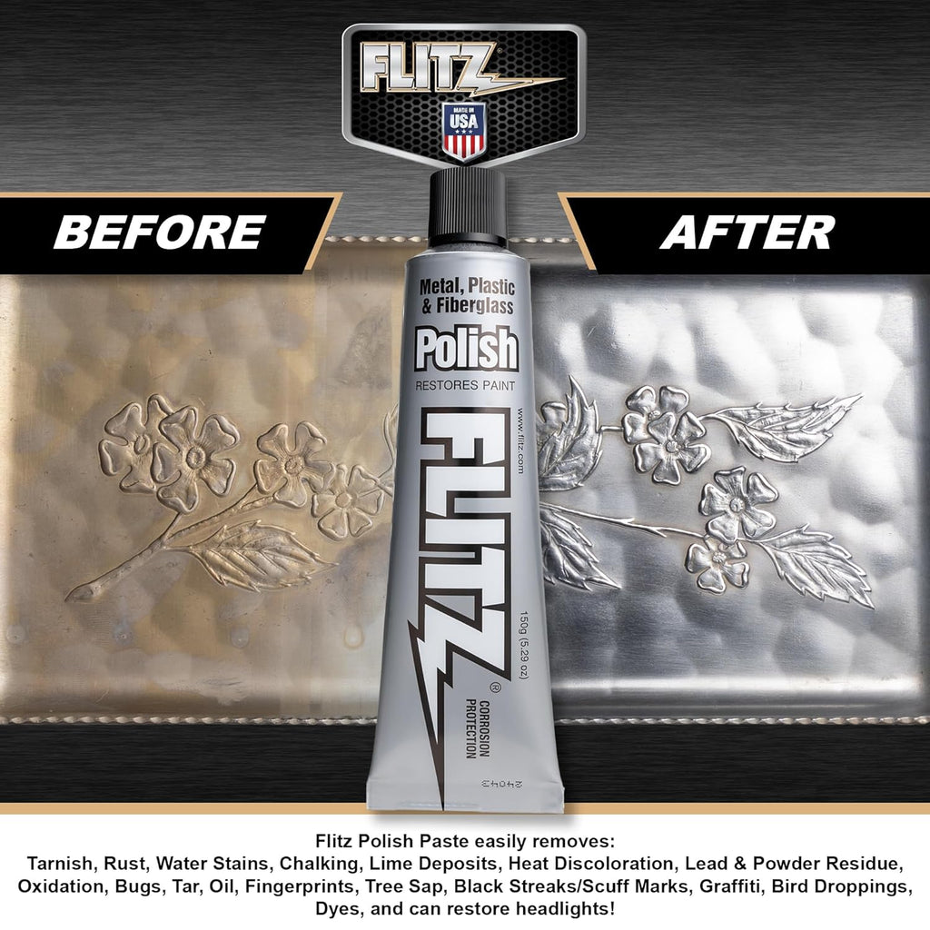 Flitz Multi-Purpose Metal Polish Paste - 5.29oz Tube of USA-Made Chrome Polish - Works on Stainless