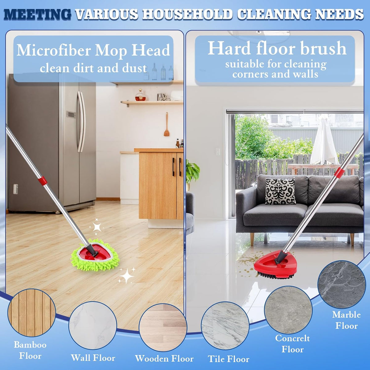 Wa.IE JiemiMicrofiber Spin Mop Refills Head Compatible for EasyWring 1-Tank System,1 Mop Scrub