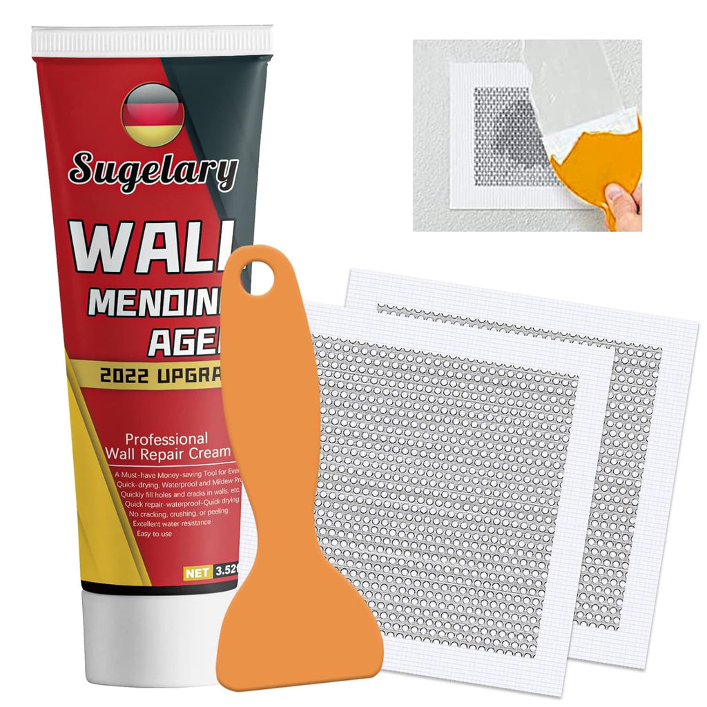 Drywall Patch Repair Kit with Scraper, White Wall Mending Agent with 2 Pcs Aluminum Drywall(2