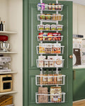 Over The Door Organizer，8-Tier Over The Door Pantry Organizer with Adjustable Baskets，Metal Hanging