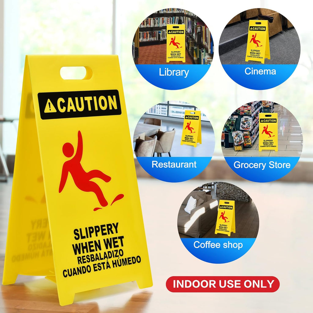 MATTHEW CLEANING 25'' Industrial Wet Floor Sign 3 Pack 2-Sided Durable Corrugated Plastic Birght