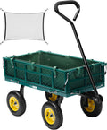 VIVOHOME Heavy Duty 400 Lbs Capacity Mesh Steel Garden Cart Folding Utility Wagon with Removable