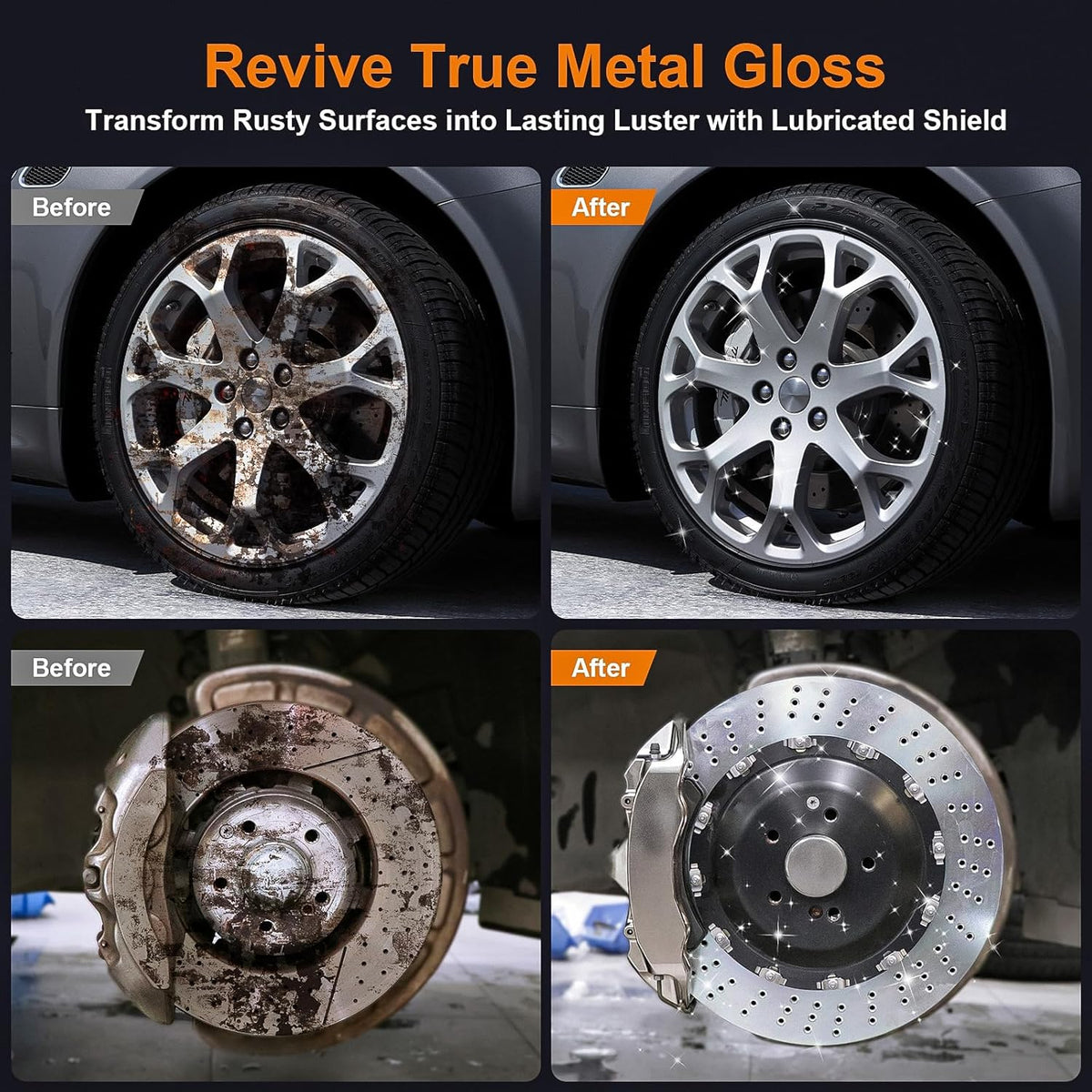 2 Pack Rust Remover Spray for Metal - 2025 Upgrade Heavy Duty Metal Cleaner for Vehicles, Tools