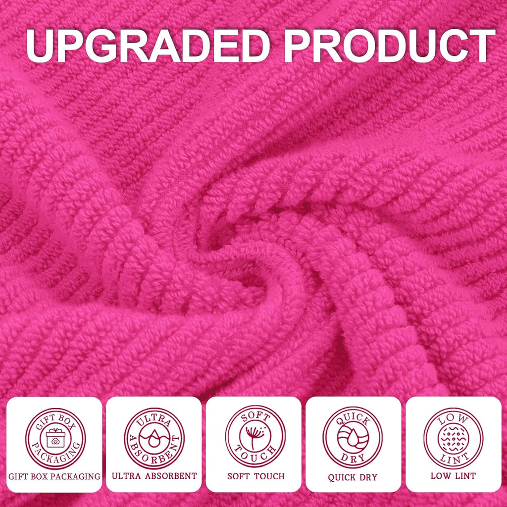 VOOVA & MOVAS Bathroom Hand Towels Set of 4, Large 18"x28" - 100% Cotton | Quick Dry | Light Weight