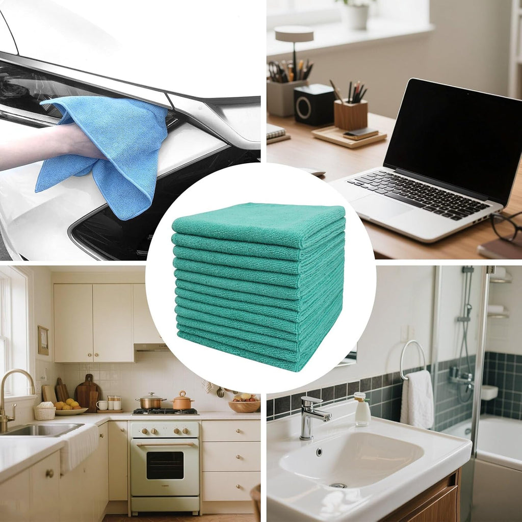 Tricol Clean Microfiber Cleaning Cloth, 16in*16in, 12 Pack Ultra-Thick Cleaning Rags, Super