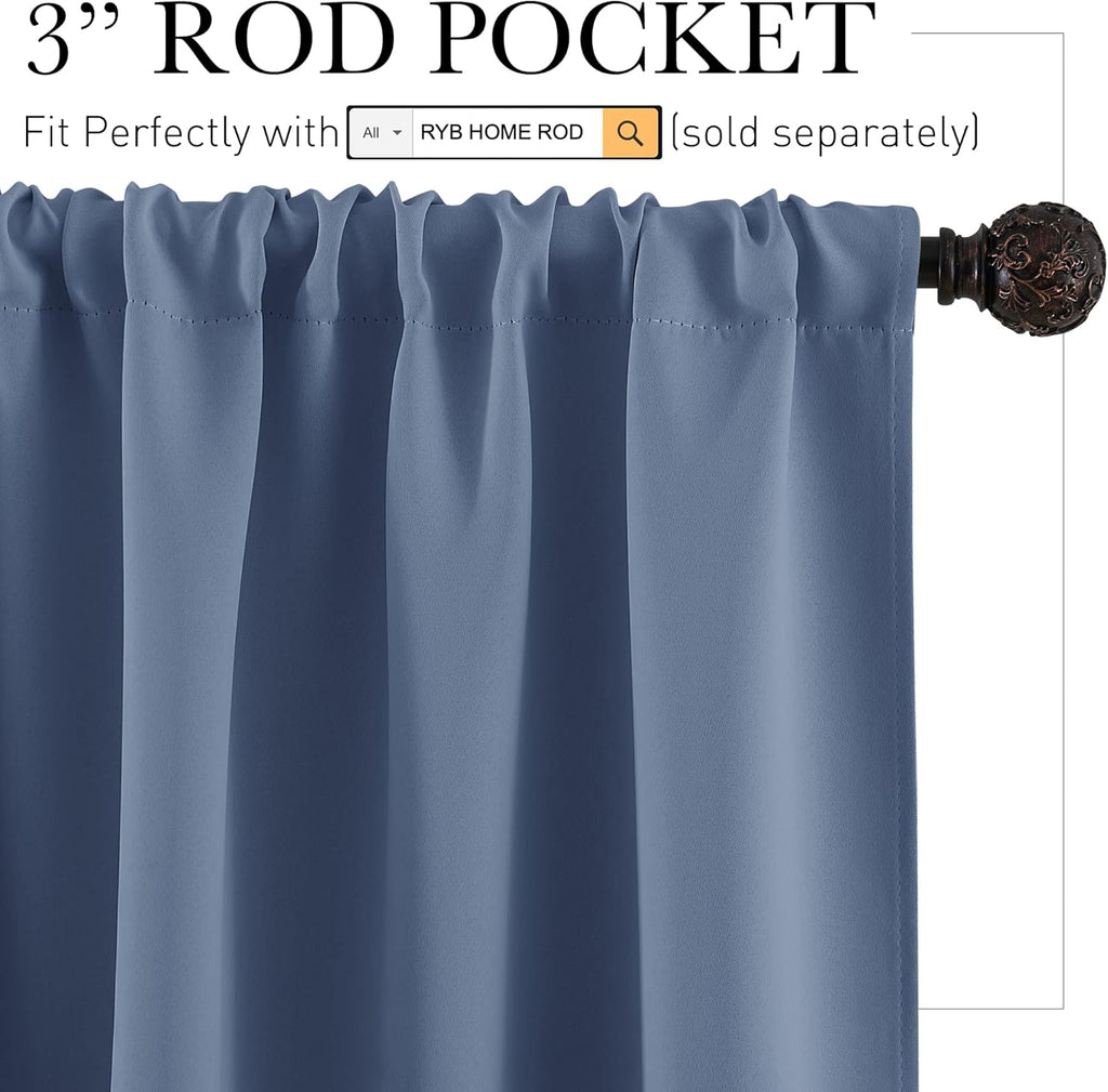 RYB HOME RV Camper Door Window Curtains -Blackout Privacy Curtains & Drapes for Bathroom Bedroom