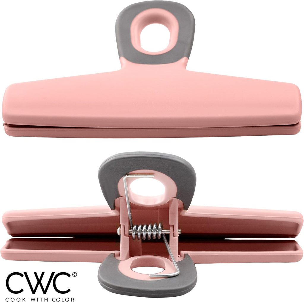COOK WITH COLOR Food Clips - Wide Heavy Duty Chip Clips, Large Bag Clips for Food Storage with Air
