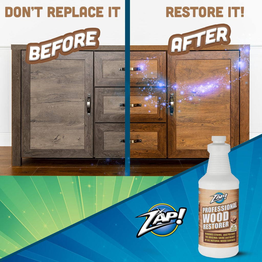 ZAP! Professional Wood Cleaner and Restorer | Clean, Polish, & Restore Wooden Furniture & Hardwood