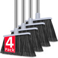 PBHEPJ Broom, 4 Pack Outdoor Broom for Floor Cleaning, 58" Long Stainless Steel Handle, Hard