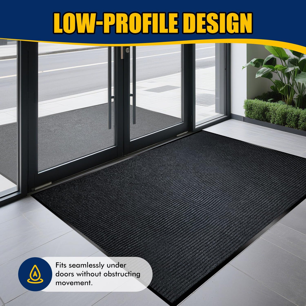 Extra Large Indoor/Outdoor Entrance Mat - 4 x 15 Feet, Rubber Border Door Mat Heavy Duty