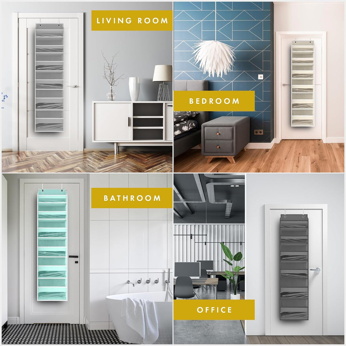 HOMELUX THEORY 1 PC Heavy Duty Over the Door Organizer 55x14x6.7, 6 Large Front & 12 Side Pockets