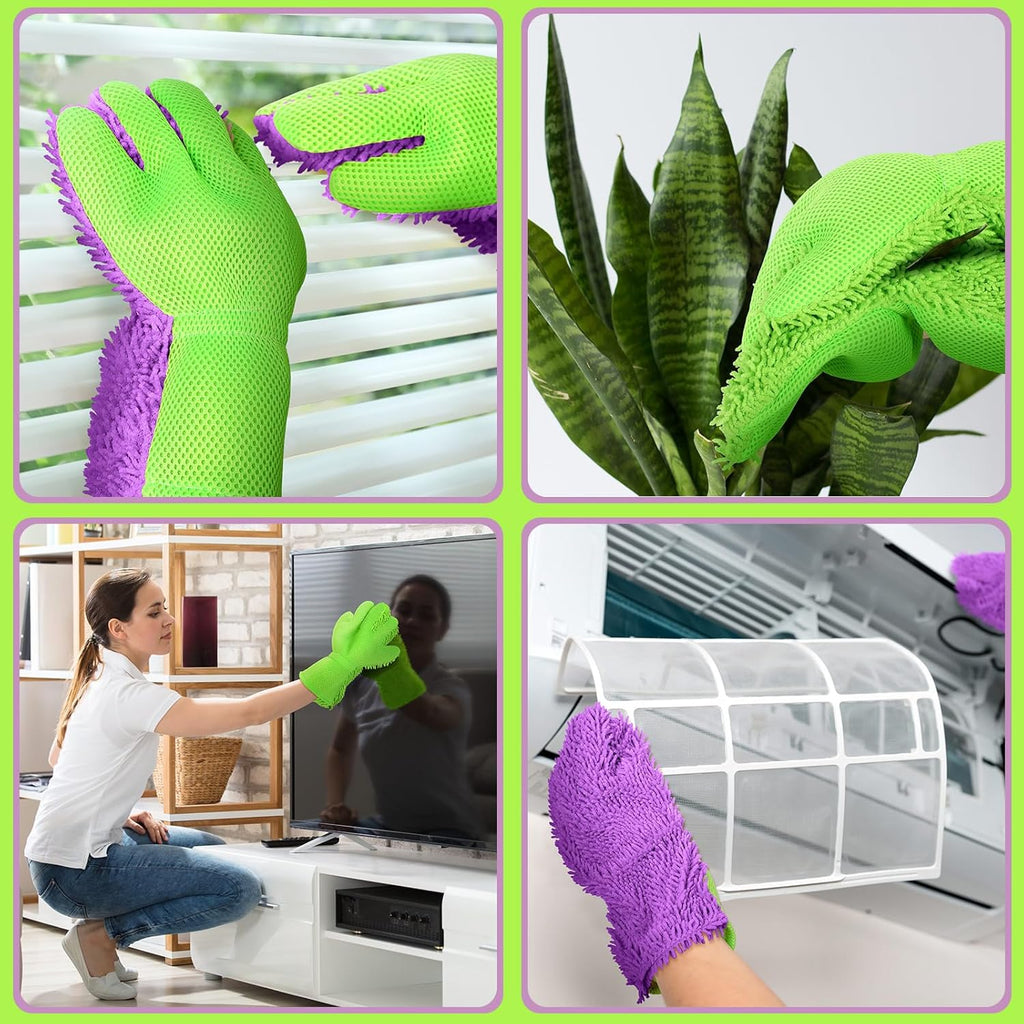 Ferraycle 2 Packs Car Wash Mitt 5 Finger Microfiber Wash Mitts Auto Car Dusting Gloves Double Sided