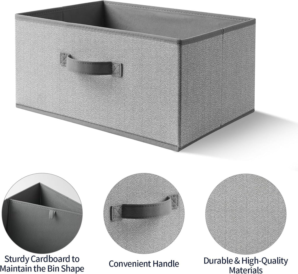Storage Baskets, 15.7 Inch Woven Fabric Bins, Storage Cubes with Reinforced Handles, Organizer Bins
