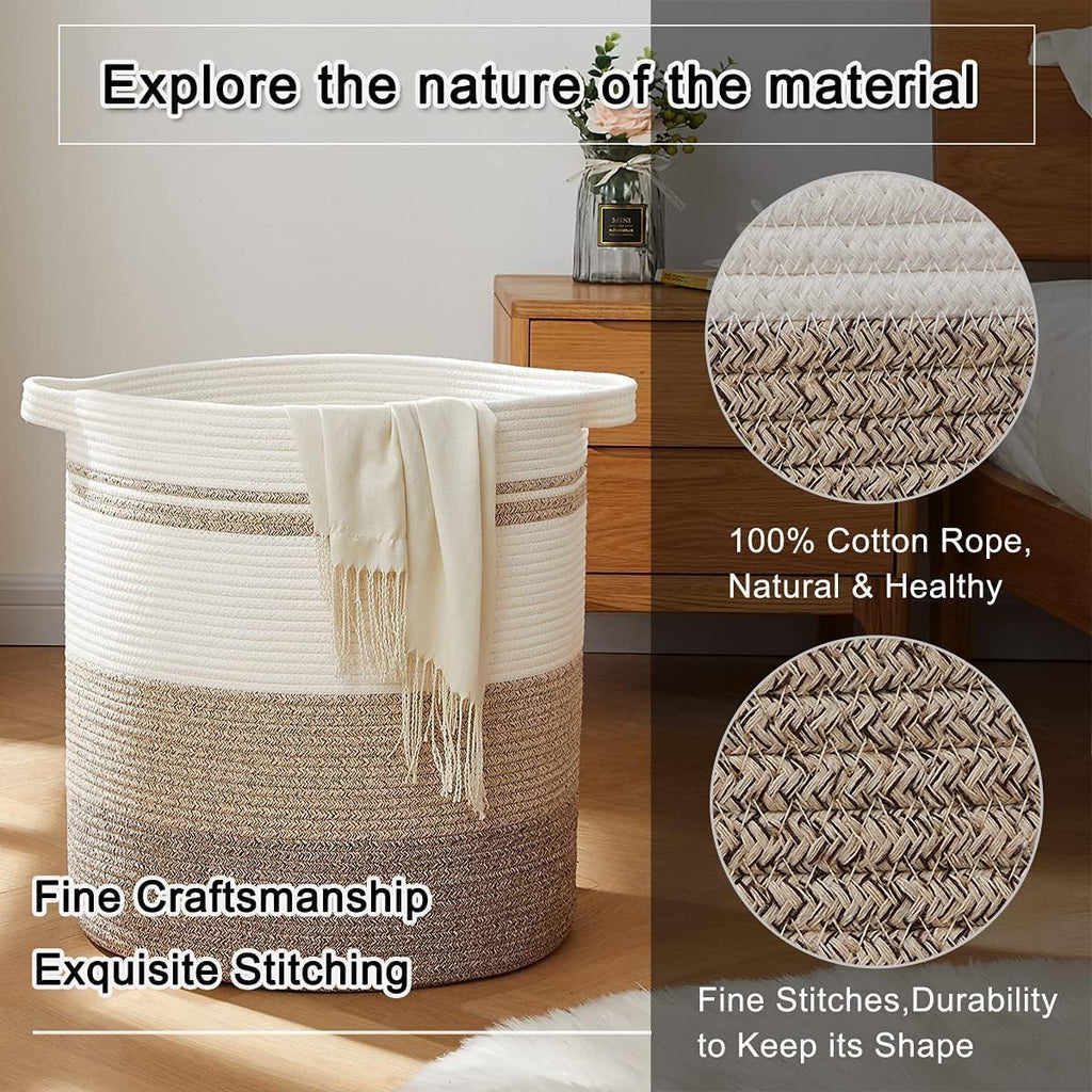 OIAHOMY 100L Laundry Hamper - Storage Basket with Handles, Decorative Woven Basket for Living Room