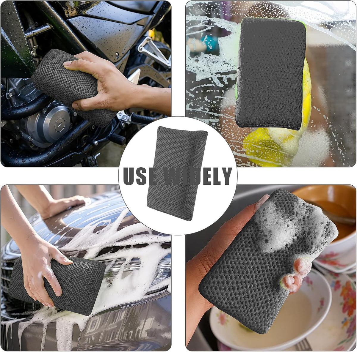 4 PCS Bug Scrubber Sponge Car, Bug Remover Wash Sponge，Car Cleaning Sponge for Bugs, Tar, Grime