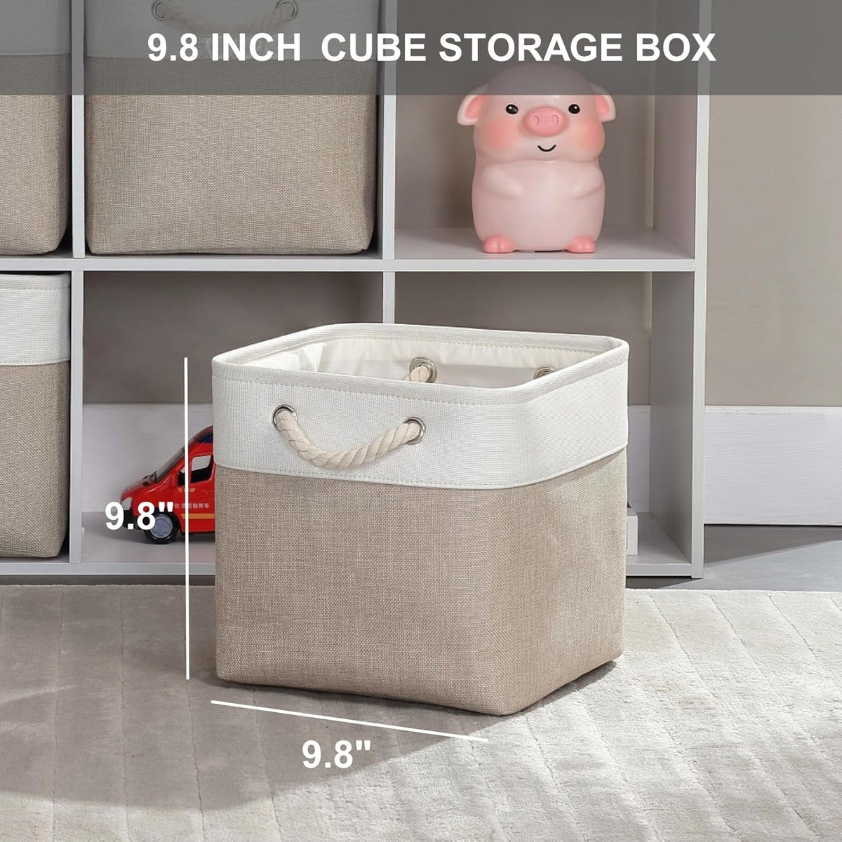 Mangata Canvas Storage Boxes, 9.8 Inch Cube Storage Bins Set of 6 for 10 Inch Cabinets, Fabric