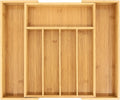 VaeFae Bamboo Drawer Organizer, Expandable Silverware Drawer Organizer, Cutlery Tray with Dividers
