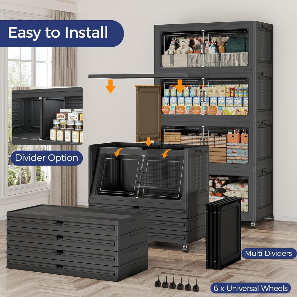 150GAL Extra Large Storage Bins with Lid, 600Qt Stackable Closet Organizers and Drawers