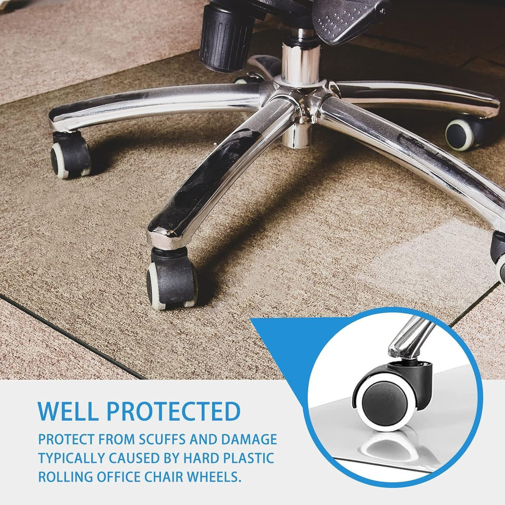 GLSLAND 36" x 46" Tempered Glass Chair Mat Heavy-Duty Floor Protector for Carpet & Hard Floors