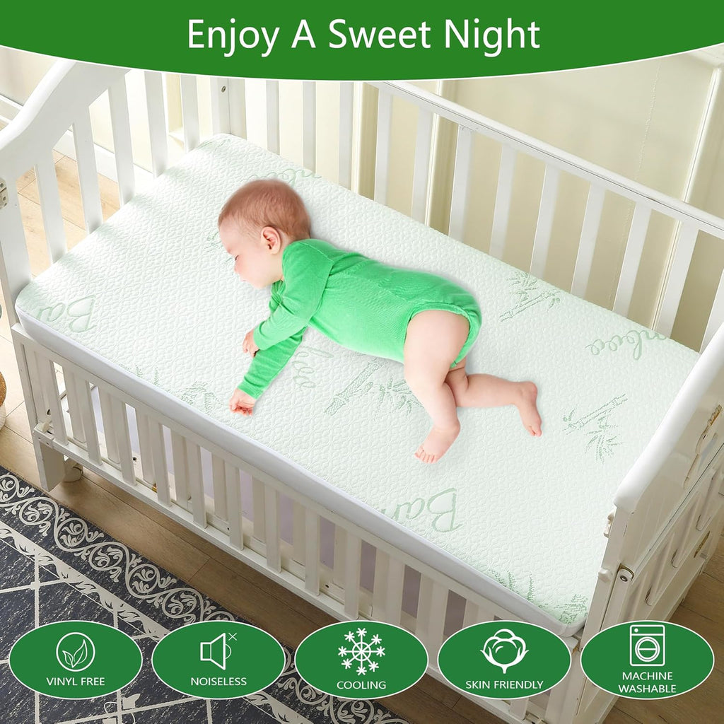 GOONIK 2 Pack Waterproof Crib Mattress Protector, Bamboo Viscose Breathable Crib Mattress Pad Cover