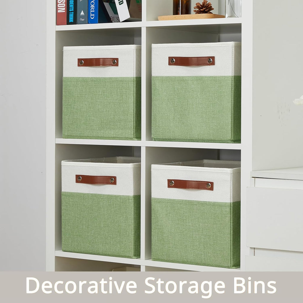 HNZIGE Fabric 11x11 Cube Storage Bins, Set of 4, Foldable Storage Cube Bin Baskets for Shelves with