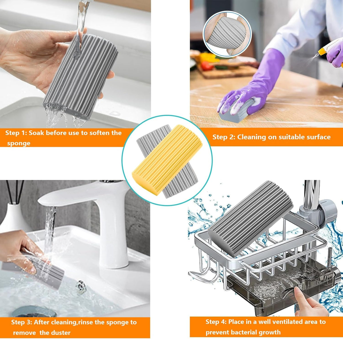 18-Pack Damp Clean Duster Sponge,Magic Sponge Eraser for Housekeeping,Reusable Cleaning Sponge for