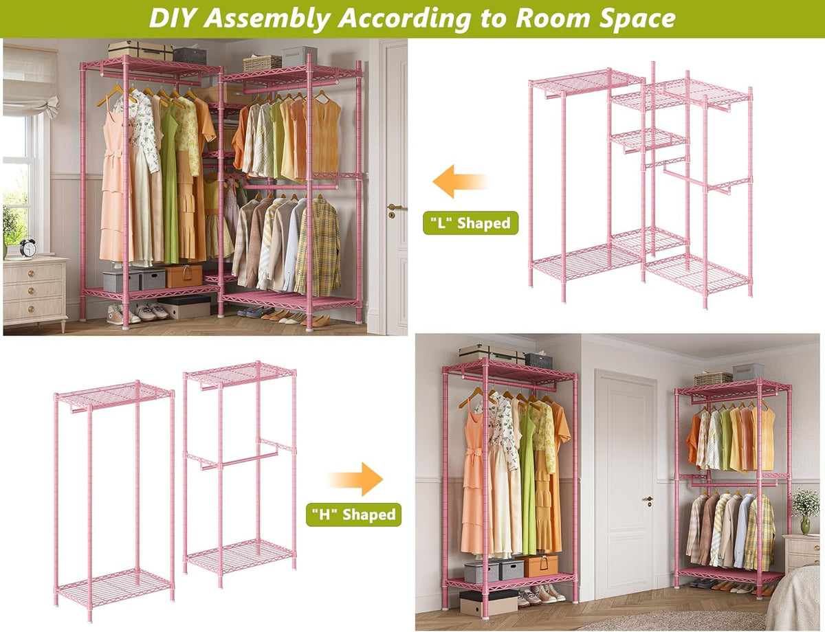Raybee Clothing Racks for Hanging Clothes Heavy Duty Clothes Rack Load 750LBS clothes rack, 77" H x