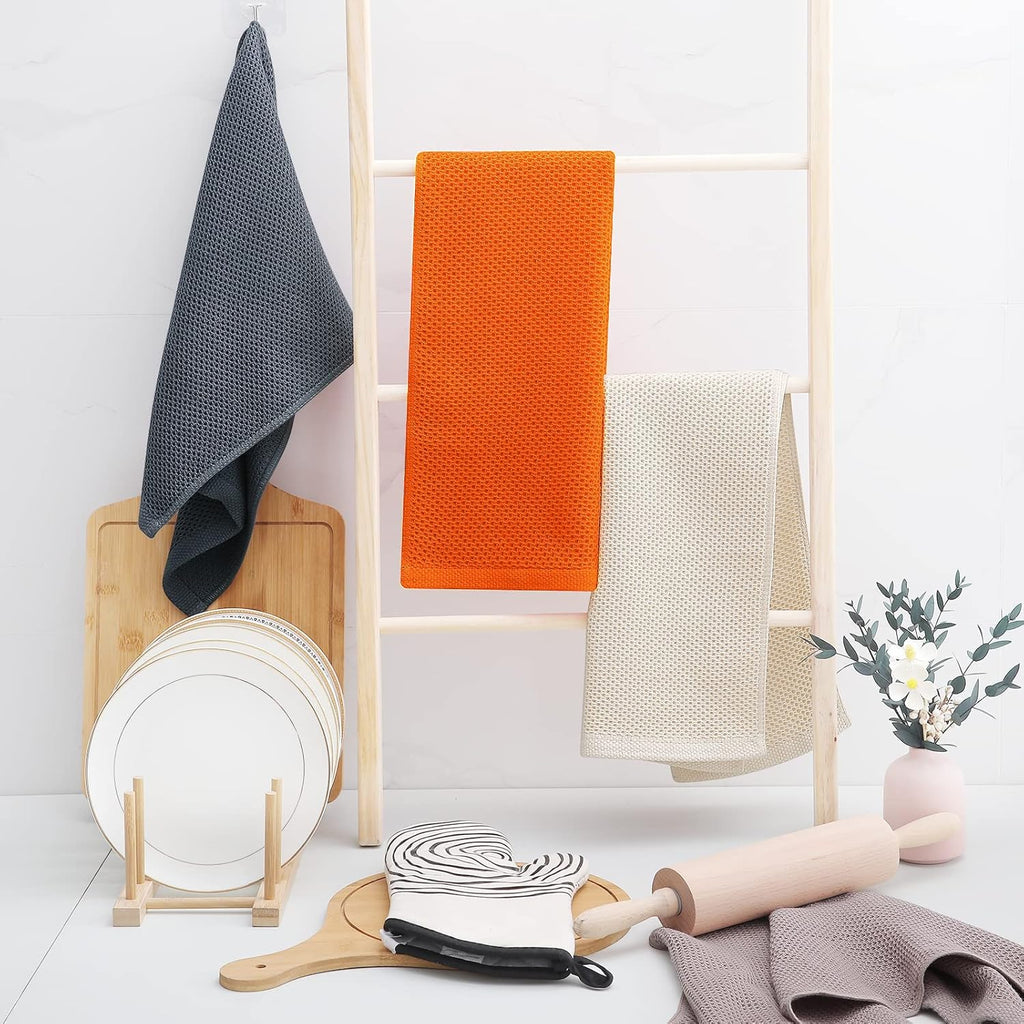 Homaxy 100% Cotton Waffle Weave Kitchen Dish Towels, Ultra Soft Absorbent Quick Drying Cleaning