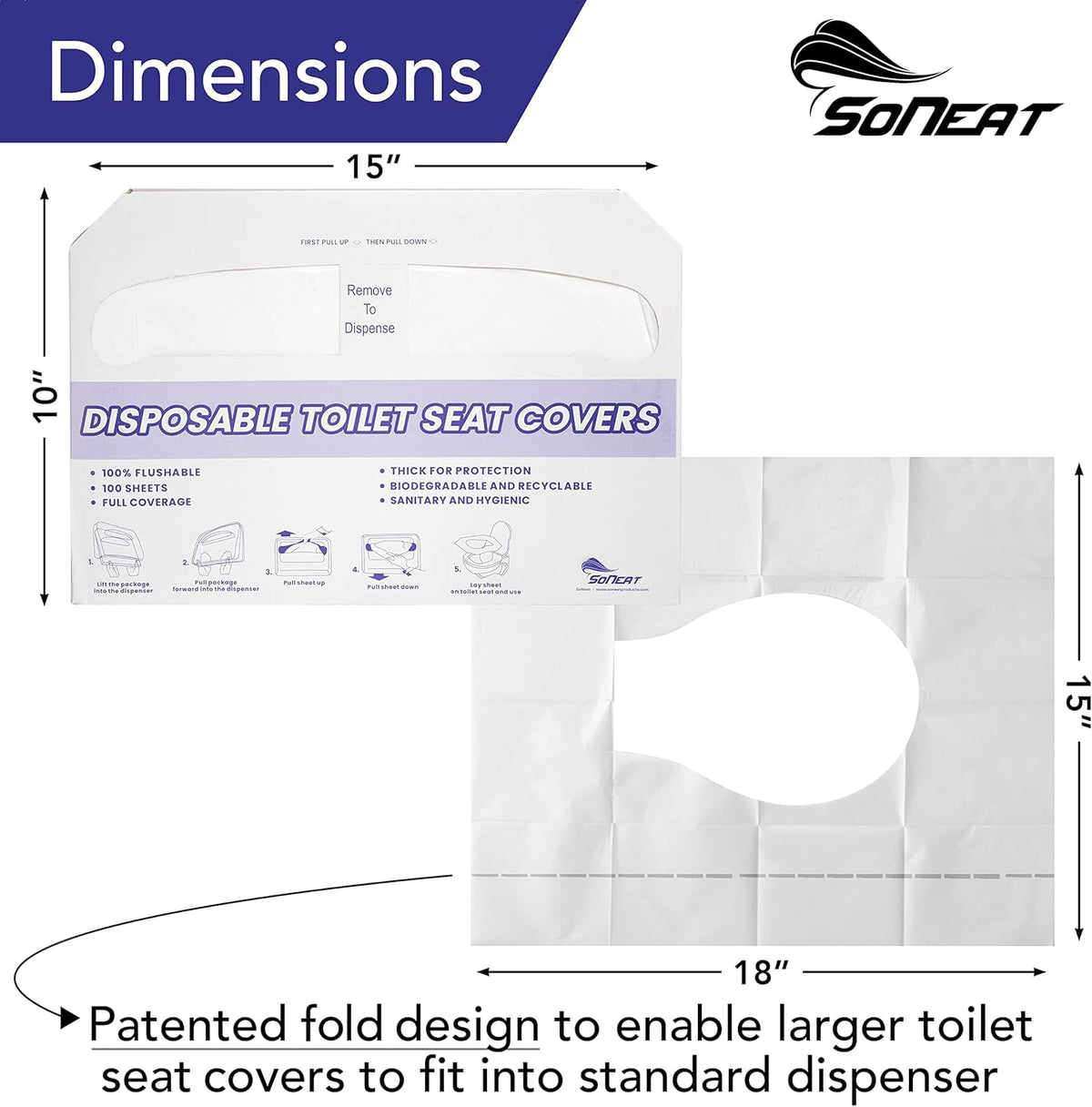 Disposable Toilet Seat Covers XL Half Fold Flushable – 400 Sheets (4 Pack) for Public Facilities