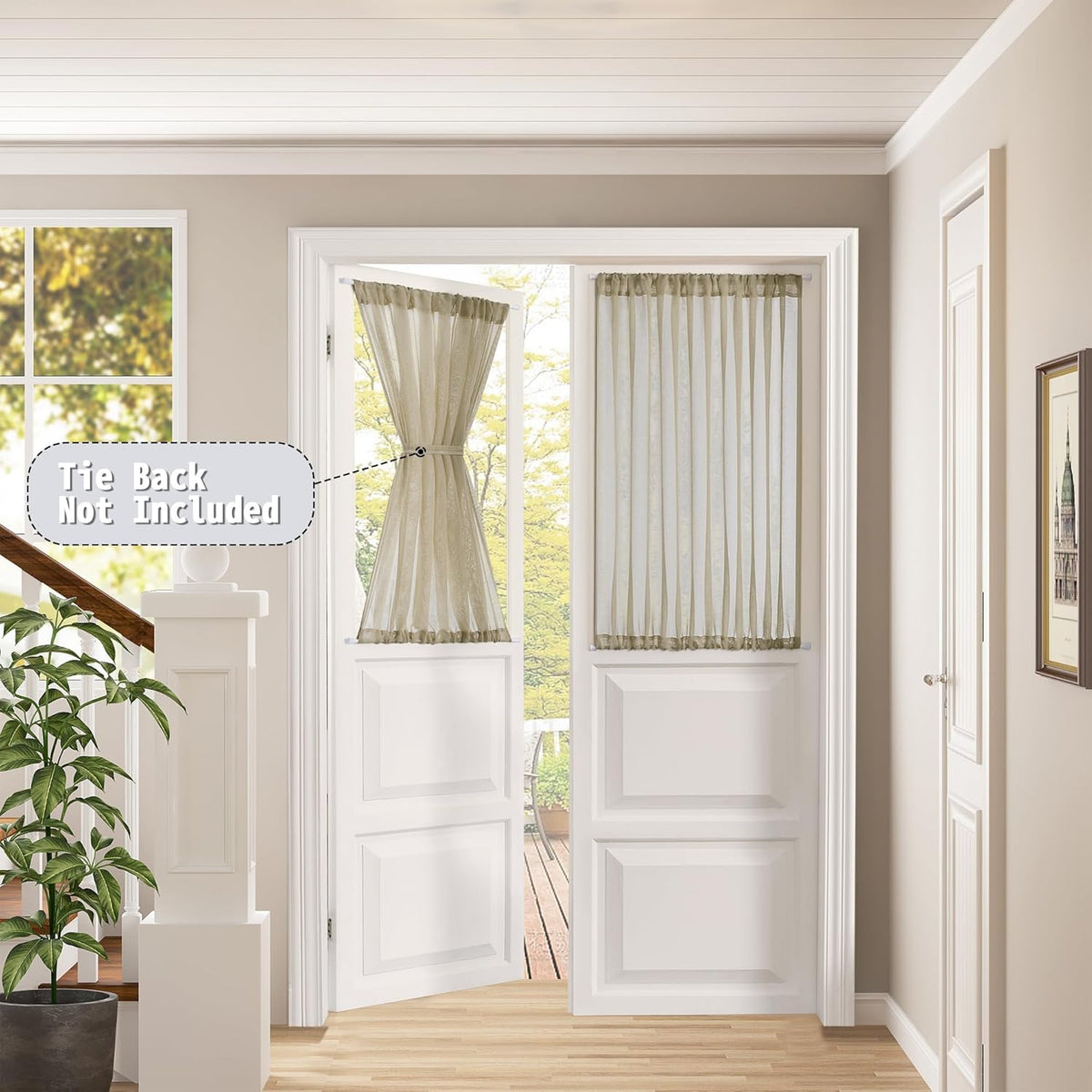Tollpiz Short Sheer Door Curtain Closet Linen Textured Curtain Sheers Doorway Light Filtering Voile